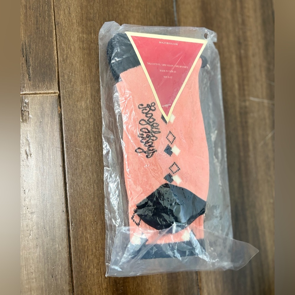 Bogey Boys by Mackelmore Pink & Black Argyle Diamond Golf Socks Preppy Retro - Picture 2 of 5